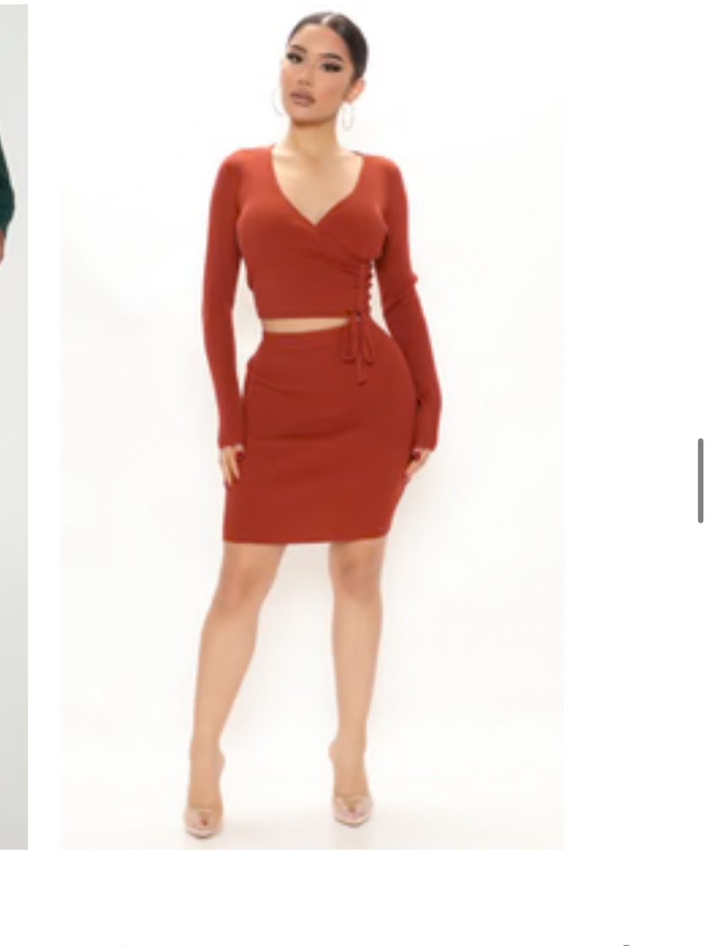 Rust Bodycon Mini Skirt set